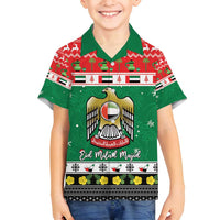 United Arab Emirates Christmas Family Matching Summer Maxi Dress and Hawaiian Shirt Coat Of Arms Eid Milad Majid - Wonder Print Shop