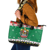United Arab Emirates Christmas Leather Tote Bag Coat Of Arms Eid Milad Majid - Wonder Print Shop