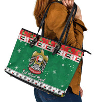 United Arab Emirates Christmas Leather Tote Bag Coat Of Arms Eid Milad Majid - Wonder Print Shop