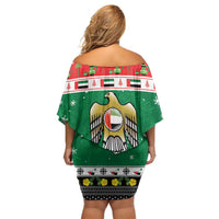United Arab Emirates Christmas Off Shoulder Short Dress Coat Of Arms Eid Milad Majid - Wonder Print Shop