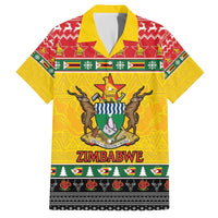 Zimbabwe Christmas Family Matching Off The Shoulder Long Sleeve Dress and Hawaiian Shirt Coat Of Arms Muve neKisimusi - Wonder Print Shop