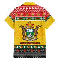 Zimbabwe Christmas Family Matching Short Sleeve Bodycon Dress and Hawaiian Shirt Coat Of Arms Muve neKisimusi - Wonder Print Shop
