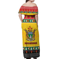 Zimbabwe Christmas Off Shoulder Maxi Dress Coat Of Arms Muve neKisimusi - Wonder Print Shop