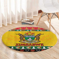 Zimbabwe Christmas Round Carpet Coat Of Arms Muve neKisimusi