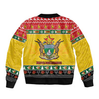 Zimbabwe Christmas Sleeve Zip Bomber Jacket Coat Of Arms Muve neKisimusi - Wonder Print Shop