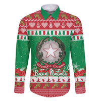 Italy Christmas Family Matching Mermaid Dress and Hawaiian Shirt Coat Of Arms Buon Natale - Wonder Print Shop