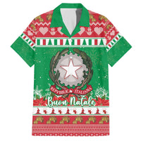 Italy Christmas Family Matching Off The Shoulder Long Sleeve Dress and Hawaiian Shirt Coat Of Arms Buon Natale - Wonder Print Shop