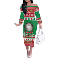 Italy Christmas Family Matching Off The Shoulder Long Sleeve Dress and Hawaiian Shirt Coat Of Arms Buon Natale - Wonder Print Shop