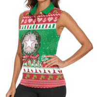 Italy Christmas Women Sleeveless Polo Shirt Coat Of Arms Buon Natale - Wonder Print Shop