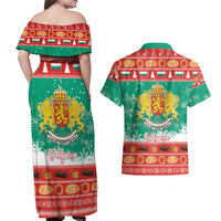 Bulgaria Christmas Couples Matching Off Shoulder Maxi Dress and Hawaiian Shirt Coat Of Arms Vesela Koleda - Wonder Print Shop
