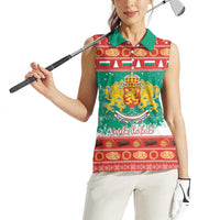 Bulgaria Christmas Women Sleeveless Polo Shirt Coat Of Arms Vesela Koleda - Wonder Print Shop