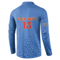 Custom DR Congo Football Button Sweatshirt Go Champions Leopards - Blue - Wonder Print Shop