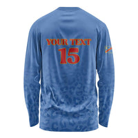 Custom DR Congo Football Long Sleeve Shirt Go Champions Leopards - Blue - Wonder Print Shop