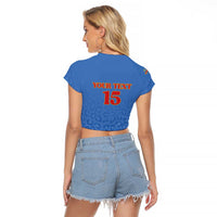 Custom DR Congo Football Raglan Cropped T Shirt Go Champions Leopards - Blue - Wonder Print Shop