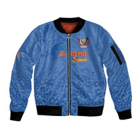 Custom DR Congo Football Sleeve Zip Bomber Jacket Go Champions Leopards - Blue - Wonder Print Shop