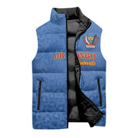 Custom DR Congo Football Sleeveless Puffer Jacket Go Champions Leopards - Blue - Wonder Print Shop