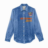 Custom DR Congo Football Women Casual Shirt Go Champions Leopards - Blue - Wonder Print Shop