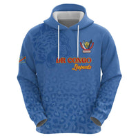 Custom DR Congo Football Zip Hoodie Go Champions Leopards - Blue - Wonder Print Shop