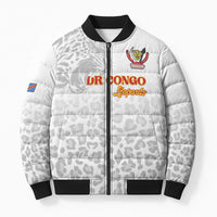 Custom DR Congo Football Bomber Puffer Jacket Go Champions Leopards - White - Wonder Print Shop