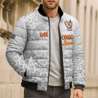 Custom DR Congo Football Bomber Puffer Jacket Go Champions Leopards - White - Wonder Print Shop