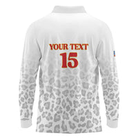 Custom DR Congo Football Long Sleeve Polo Shirt Go Champions Leopards - White - Wonder Print Shop
