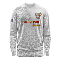 Custom DR Congo Football Long Sleeve Shirt Go Champions Leopards - White - Wonder Print Shop