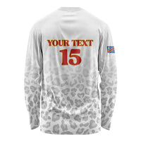 Custom DR Congo Football Long Sleeve Shirt Go Champions Leopards - White - Wonder Print Shop