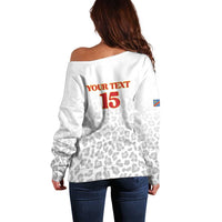 Custom DR Congo Football Off Shoulder Sweater Go Champions Leopards - White - Wonder Print Shop