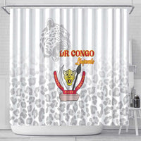 DR Congo Football Shower Curtain Go Champions Leopards - White - Wonder Print Shop