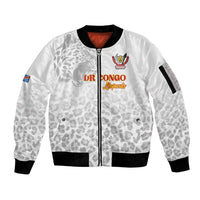 Custom DR Congo Football Sleeve Zip Bomber Jacket Go Champions Leopards - White - Wonder Print Shop