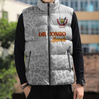 Custom DR Congo Football Sleeveless Puffer Jacket Go Champions Leopards - White - Wonder Print Shop