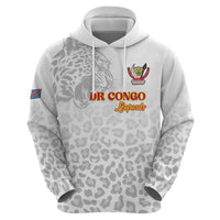 Custom DR Congo Football Zip Hoodie Go Champions Leopards - White - Wonder Print Shop