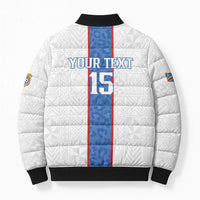 Custom DR Congo Football Bomber Puffer Jacket Leopards Mix Kuba Raffia Pattern - Wonder Print Shop
