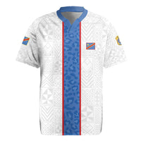 Custom DR Congo Football Rugby Jersey Leopards Mix Kuba Raffia Pattern - Wonder Print Shop