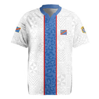 Custom DR Congo Football Rugby Jersey Leopards Mix Kuba Raffia Pattern - Wonder Print Shop