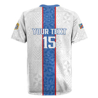 Custom DR Congo Football Rugby Jersey Leopards Mix Kuba Raffia Pattern - Wonder Print Shop