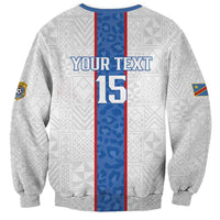 Custom DR Congo Football Sweatshirt Leopards Mix Kuba Raffia Pattern - Wonder Print Shop
