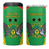 Personalised Sao Tome and Principe 4 in 1 Can Cooler Tumbler Coat Of Arms With Porcelana Rose