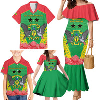 Personalised Sao Tome and Principe Family Matching Mermaid Dress and Hawaiian Shirt Coat Of Arms With Porcelana Rose - Wonder Print Shop