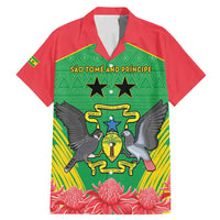 Personalised Sao Tome and Principe Family Matching Mermaid Dress and Hawaiian Shirt Coat Of Arms With Porcelana Rose - Wonder Print Shop