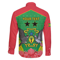 Personalised Sao Tome and Principe Family Matching Off The Shoulder Long Sleeve Dress and Hawaiian Shirt Coat Of Arms With Porcelana Rose