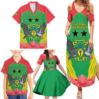 Personalised Sao Tome and Principe Family Matching Summer Maxi Dress and Hawaiian Shirt Coat Of Arms With Porcelana Rose - Wonder Print Shop