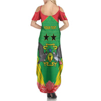 Personalised Sao Tome and Principe Family Matching Summer Maxi Dress and Hawaiian Shirt Coat Of Arms With Porcelana Rose - Wonder Print Shop