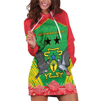 Personalised Sao Tome and Principe Hoodie Dress Coat Of Arms With Porcelana Rose - Wonder Print Shop