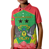 Personalised Sao Tome and Principe Kid Polo Shirt Coat Of Arms With Porcelana Rose - Wonder Print Shop