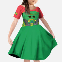 Personalised Sao Tome and Principe Kid Short Sleeve Dress Coat Of Arms With Porcelana Rose - Wonder Print Shop