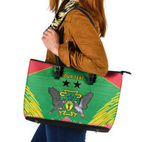 Personalised Sao Tome and Principe Leather Tote Bag Coat Of Arms With Porcelana Rose