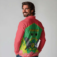 Personalised Sao Tome and Principe Long Sleeve Polo Shirt Coat Of Arms With Porcelana Rose - Wonder Print Shop