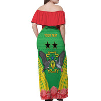 Personalised Sao Tome and Principe Off Shoulder Maxi Dress Coat Of Arms With Porcelana Rose - Wonder Print Shop