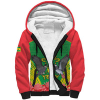 Personalised Sao Tome and Principe Sherpa Hoodie Coat Of Arms With Porcelana Rose - Wonder Print Shop